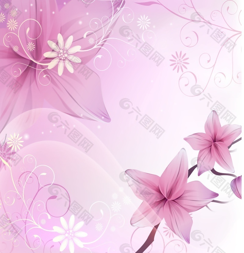 粉色玉兰花朵移门装饰画