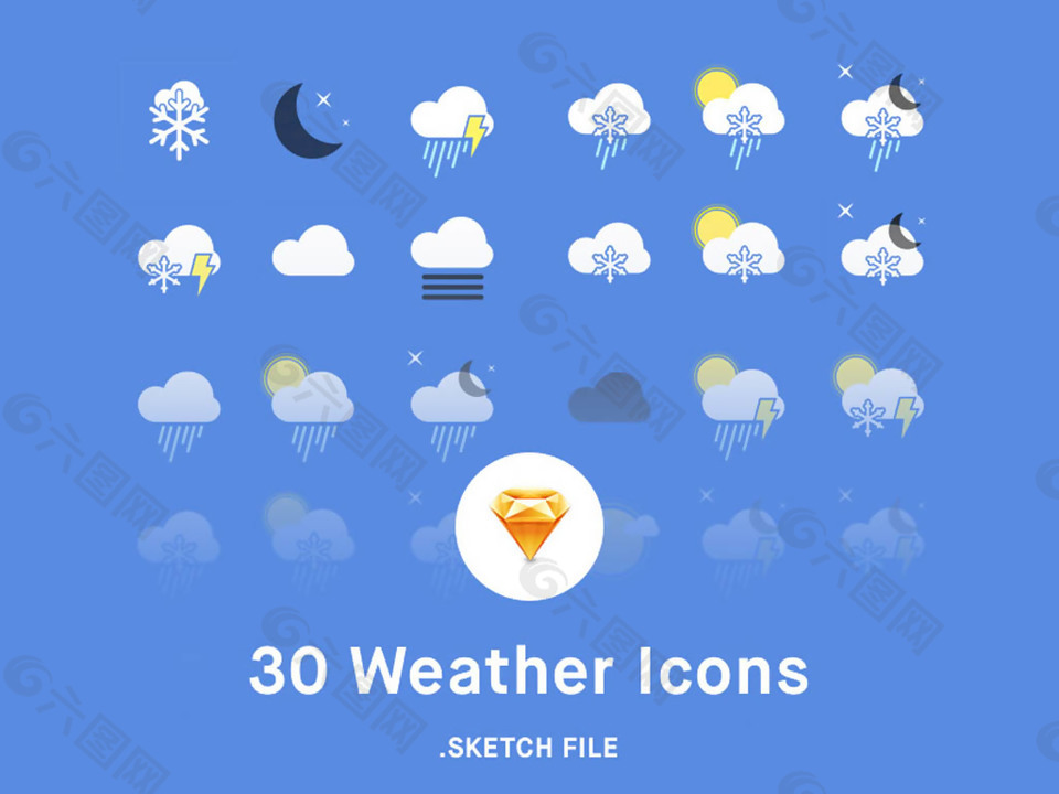 30个天气图标sketch素材