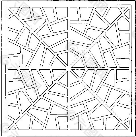 简单空格花纹镂空黑白图案