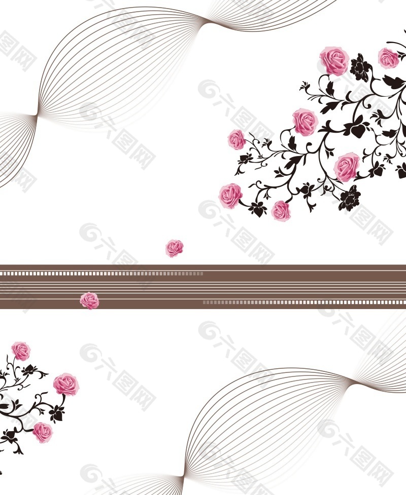 温馨粉色玫瑰花朵移门装饰画