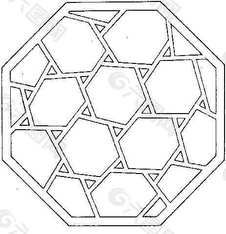 八角菱形花纹镂空黑白图案