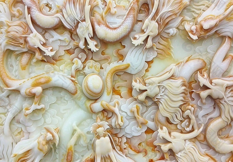 3D浮雕九龙在天图片下载