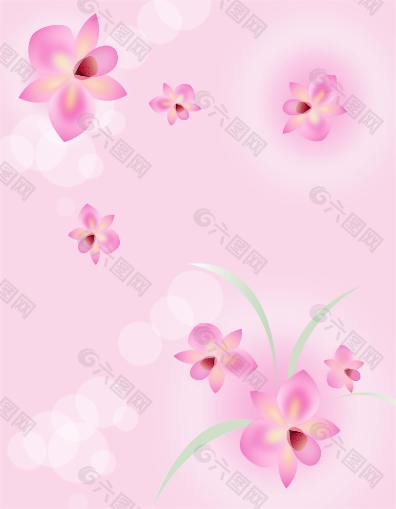 粉色手绘花朵移门装饰画