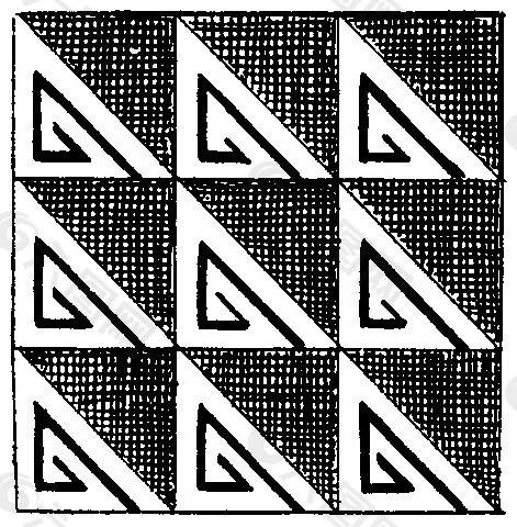 中式图案花边黑白图三角回字纹