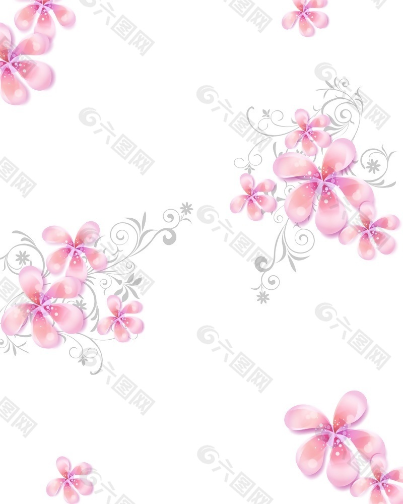 移门创意画粉色手绘花朵花纹