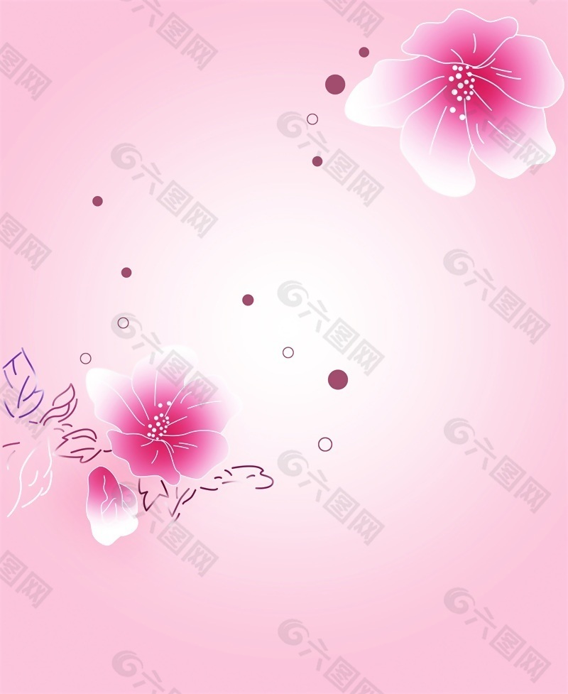粉色手绘花朵移门装饰画
