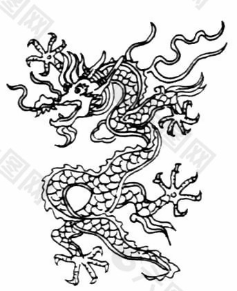 中式图案龙纹黑白图神龙