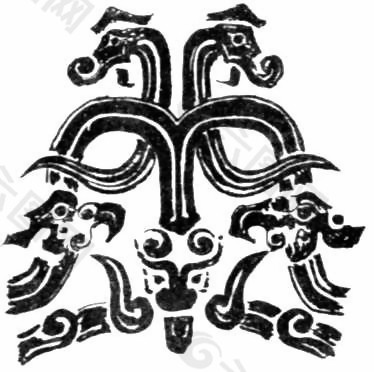 中式图案传统龙纹黑白图