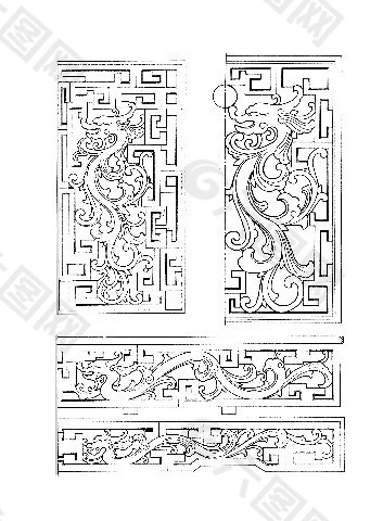 中式龙纹木家具建筑分层图