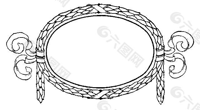 欧式花纹边框黑白图