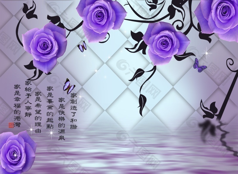 优雅紫色花朵背景墙