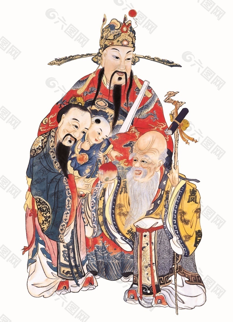 福禄寿三星报喜图