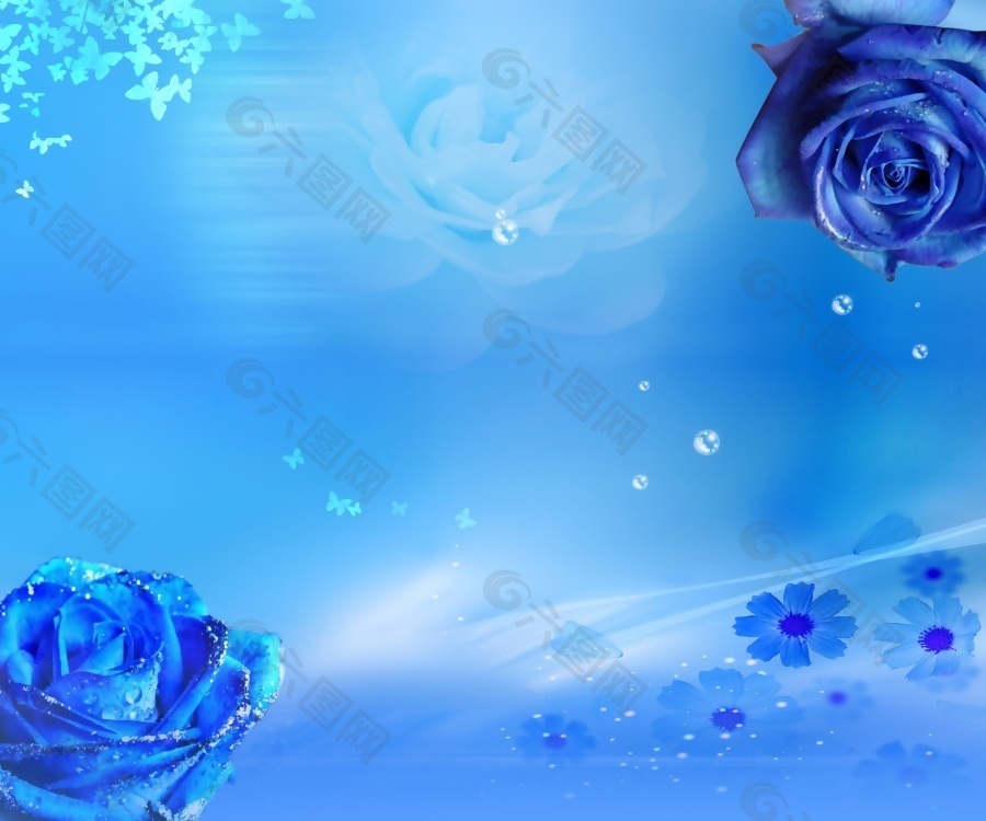 蓝色玫瑰装饰画素材