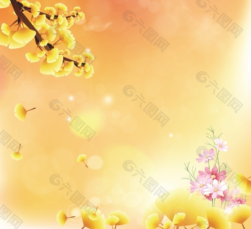 金黄色花朵装饰画素材