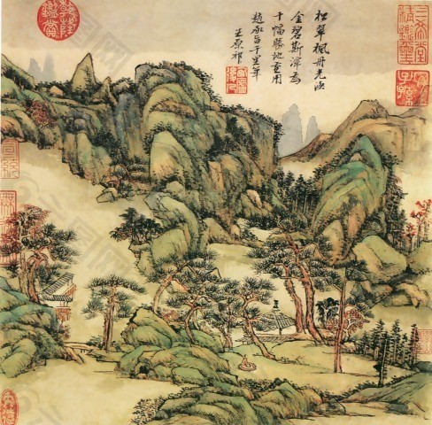 山水清秋水墨画