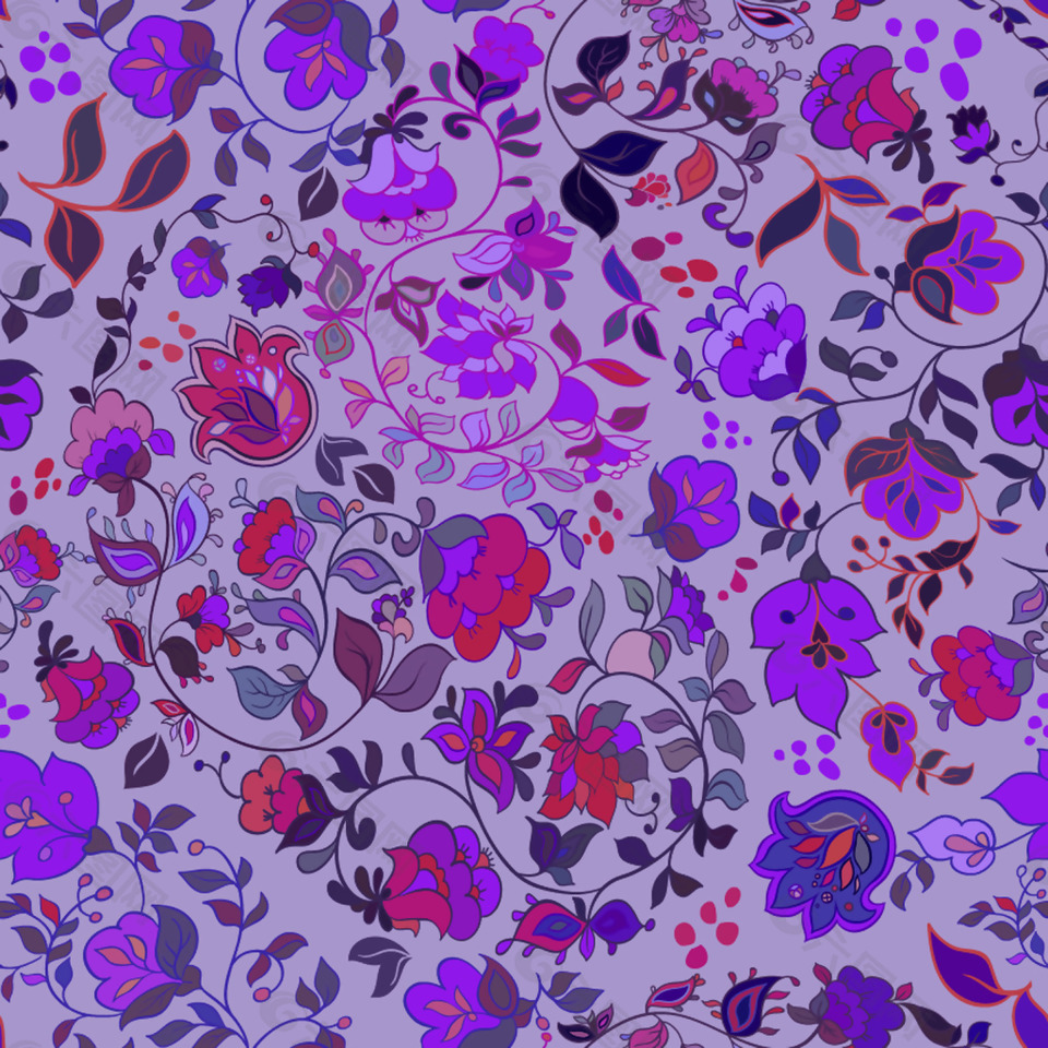 紫色植物花卉装饰图案背景矢量素材