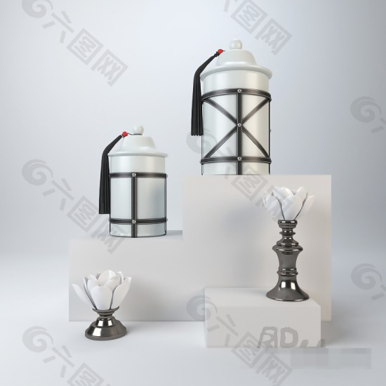 软装陈设品组合模型素材