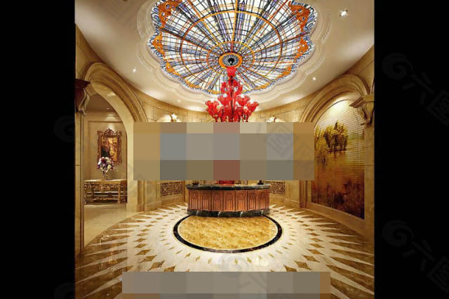 酒店大厅瓷砖模型下载