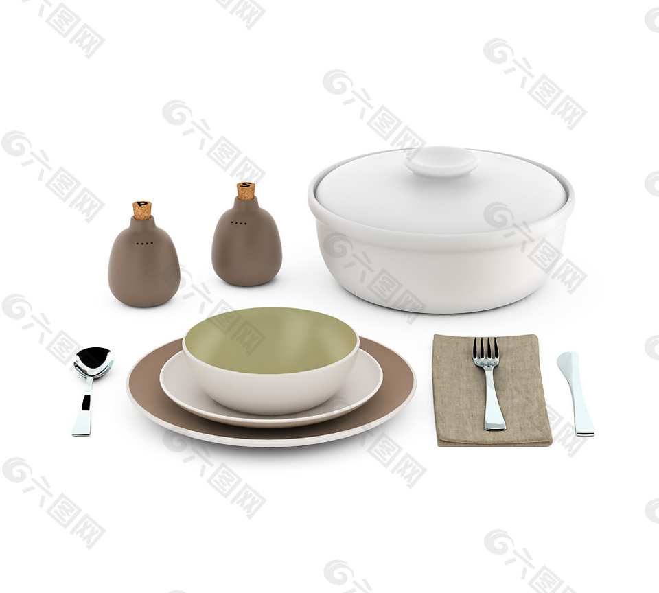 经典餐具套装模型