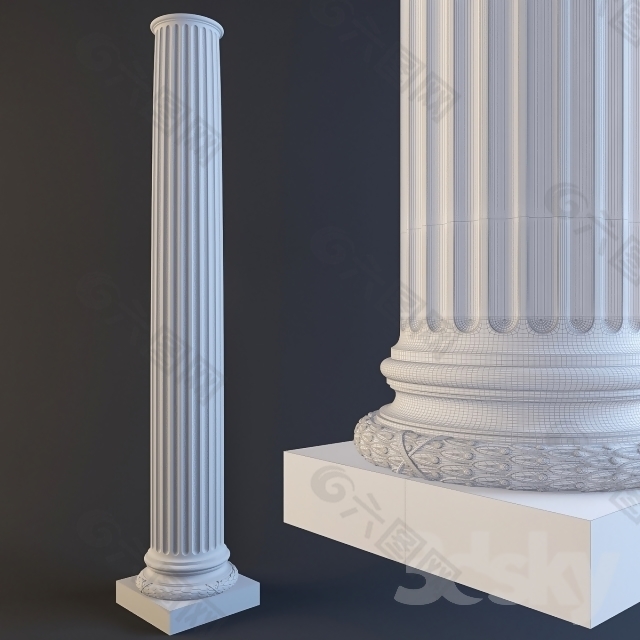 罗马柱石膏雕塑模型