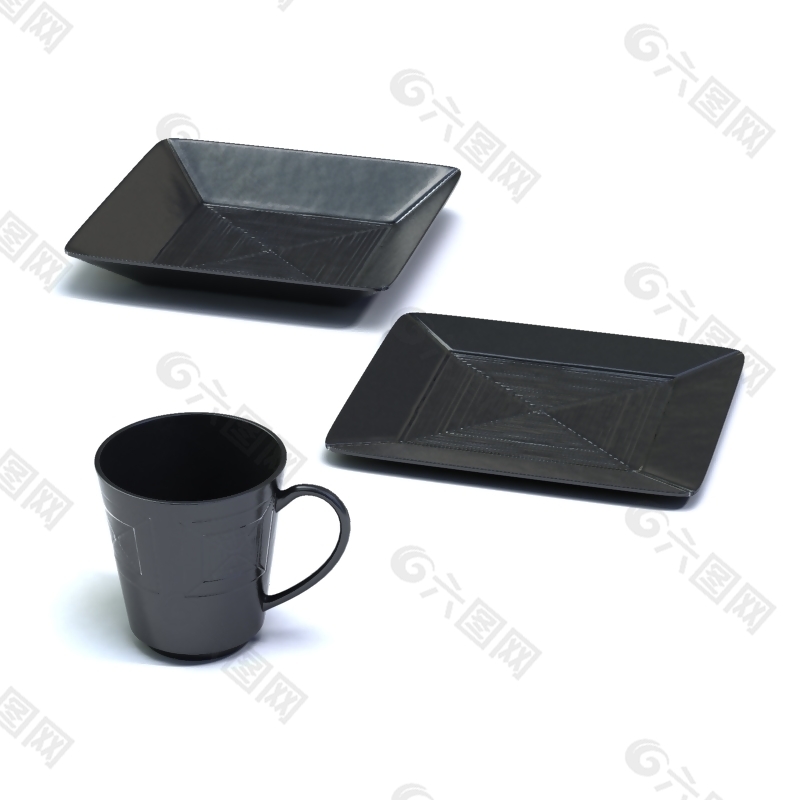 餐具茶杯3d模型素材下载