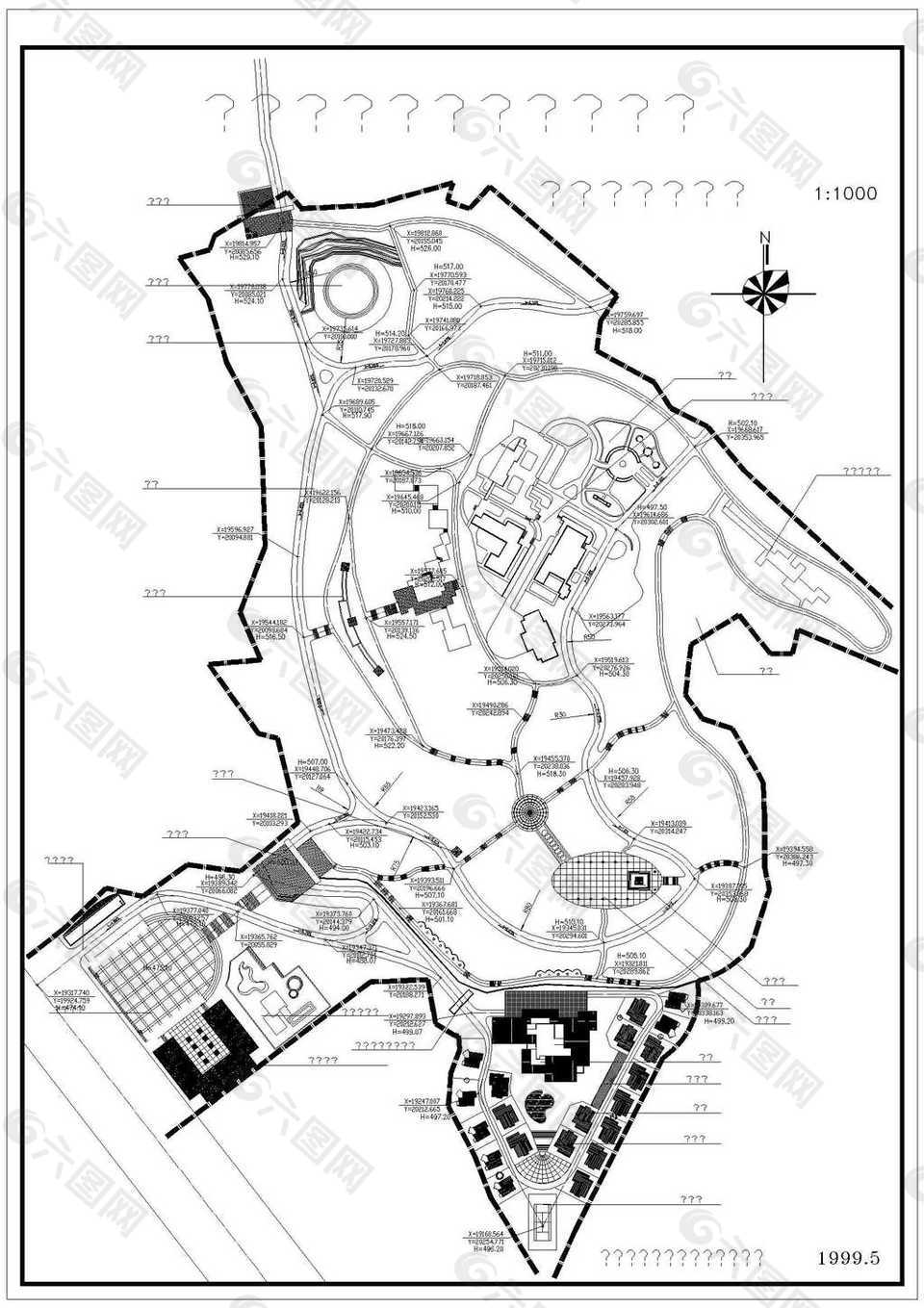 西山公园西区施工道路竖向规划图下载