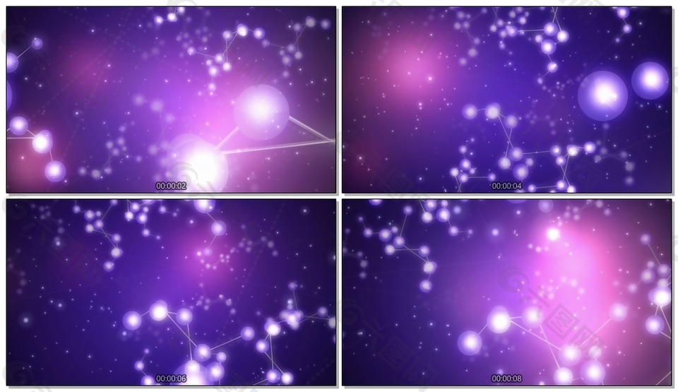 科技分子紫色炫粒光效LED舞台视频背景