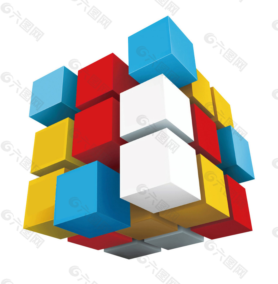 手绘立体方块元素