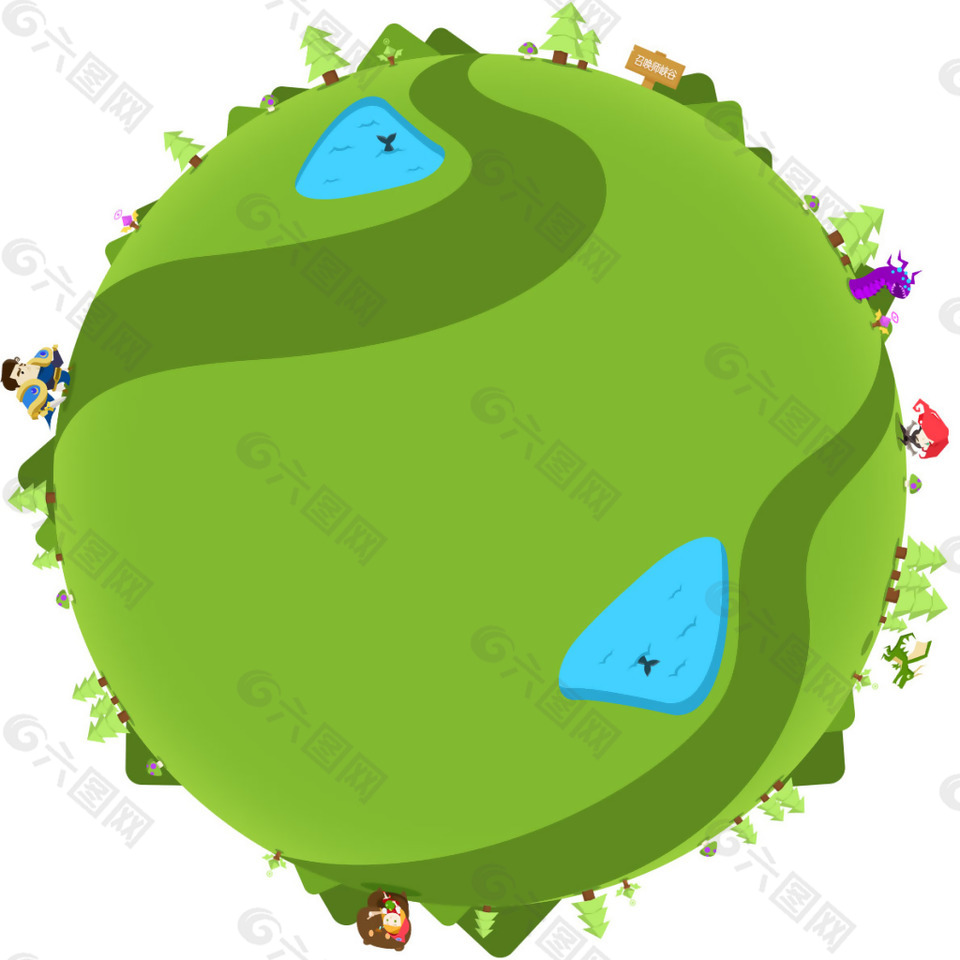 手绘绿色家园元素