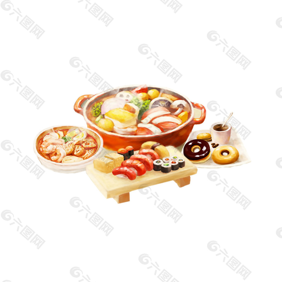 海鲜火锅底料素材图片