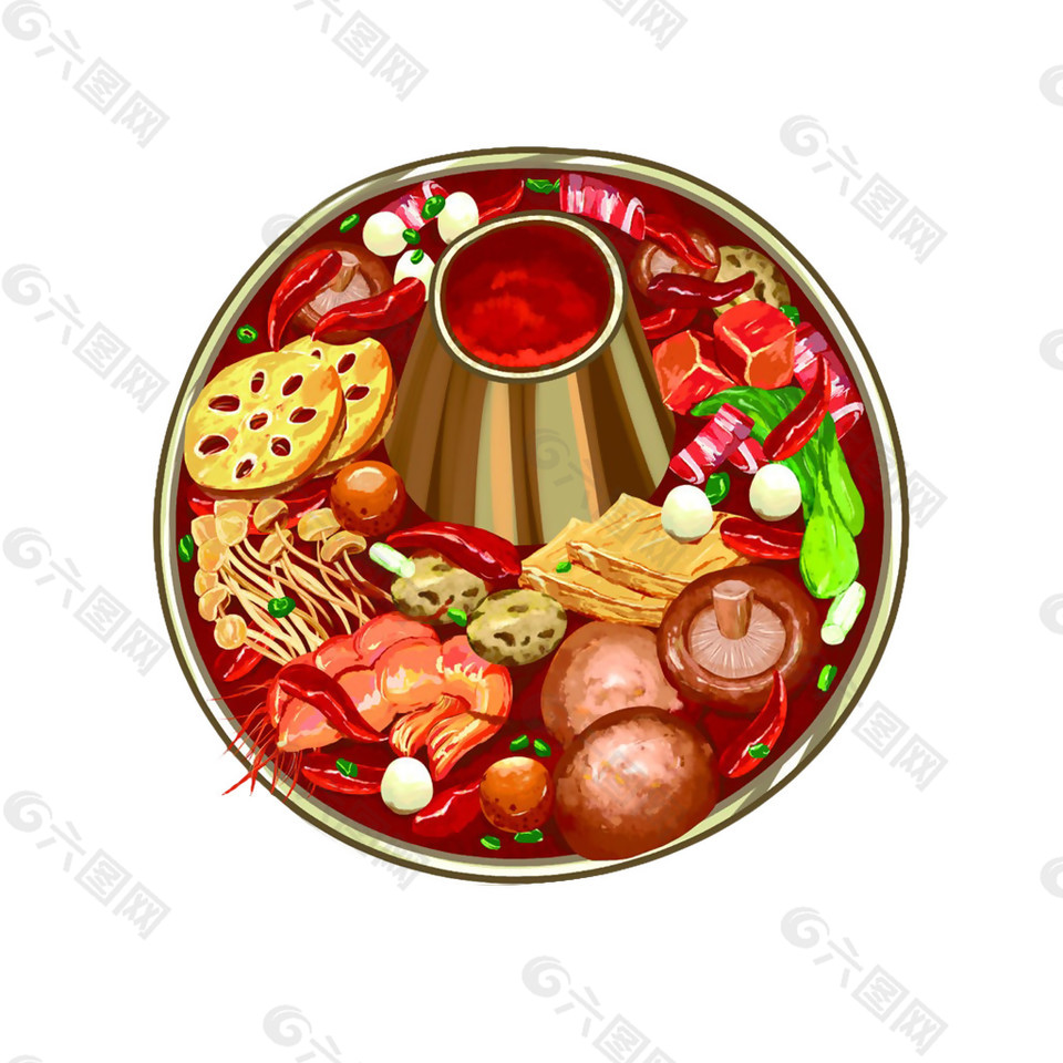 麻辣海鲜火锅素材图片