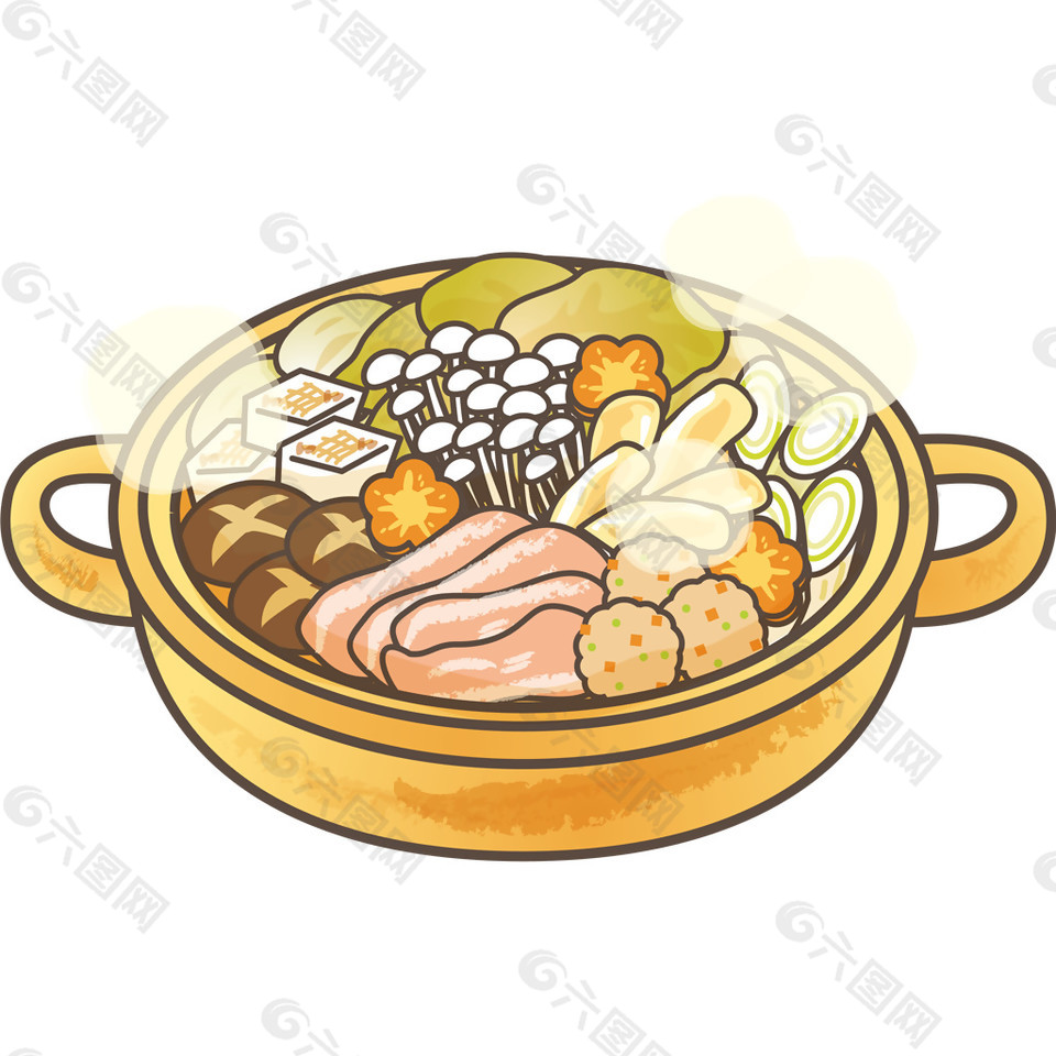 手绘食品涮锅元素素材