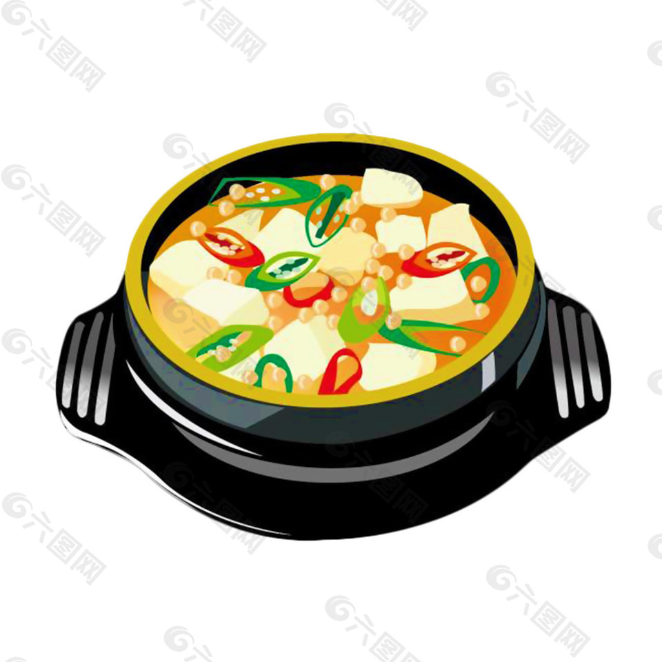 豆腐辣椒砂锅素材图片
