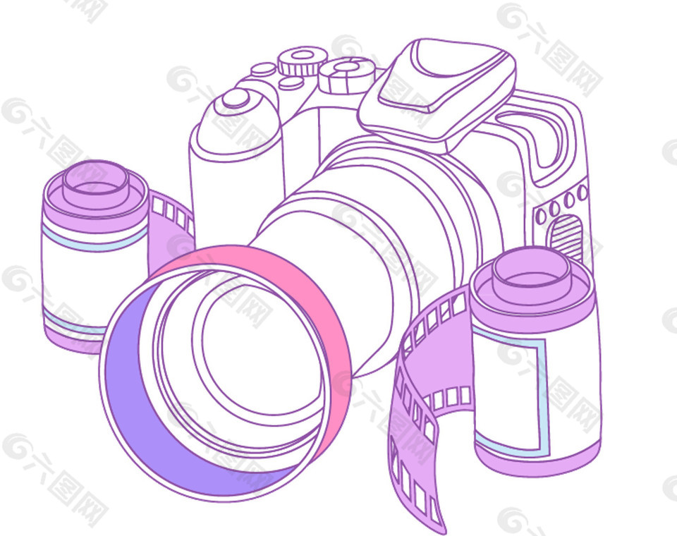 紫色数码相机胶卷设计素材