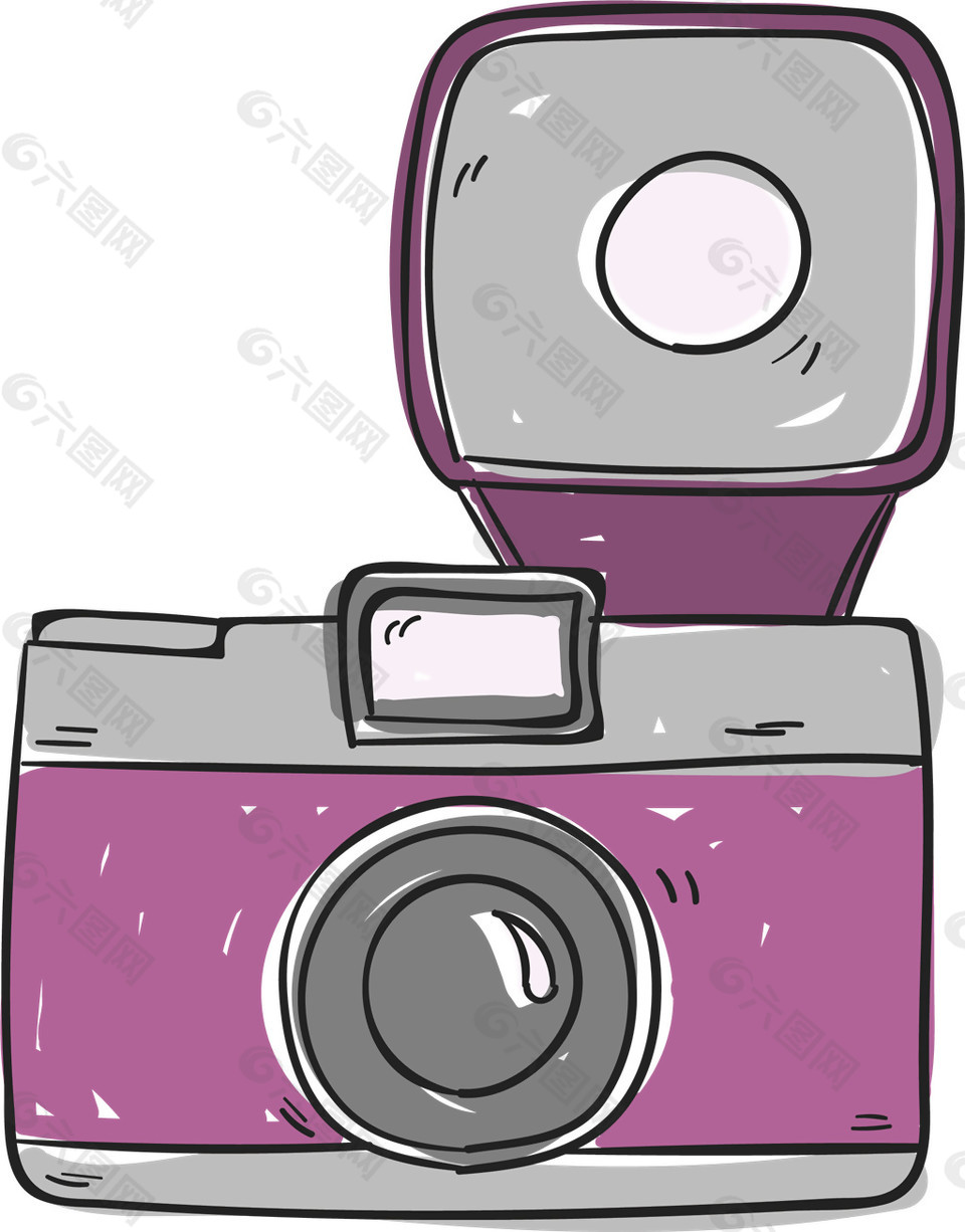 紫色卡通相机元素素材