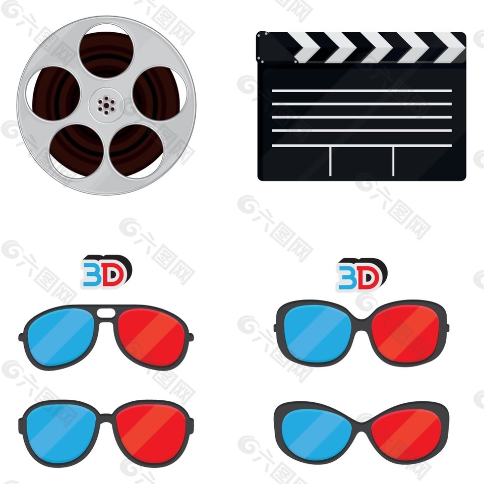 3D眼镜电影矢量素材