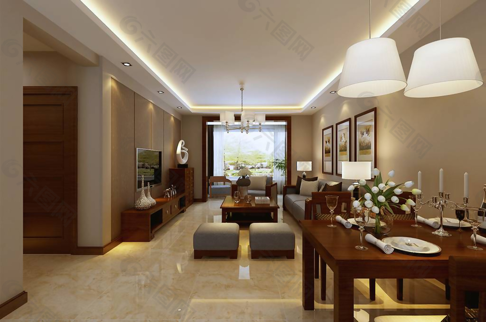 新中式风格餐厅装修效果图