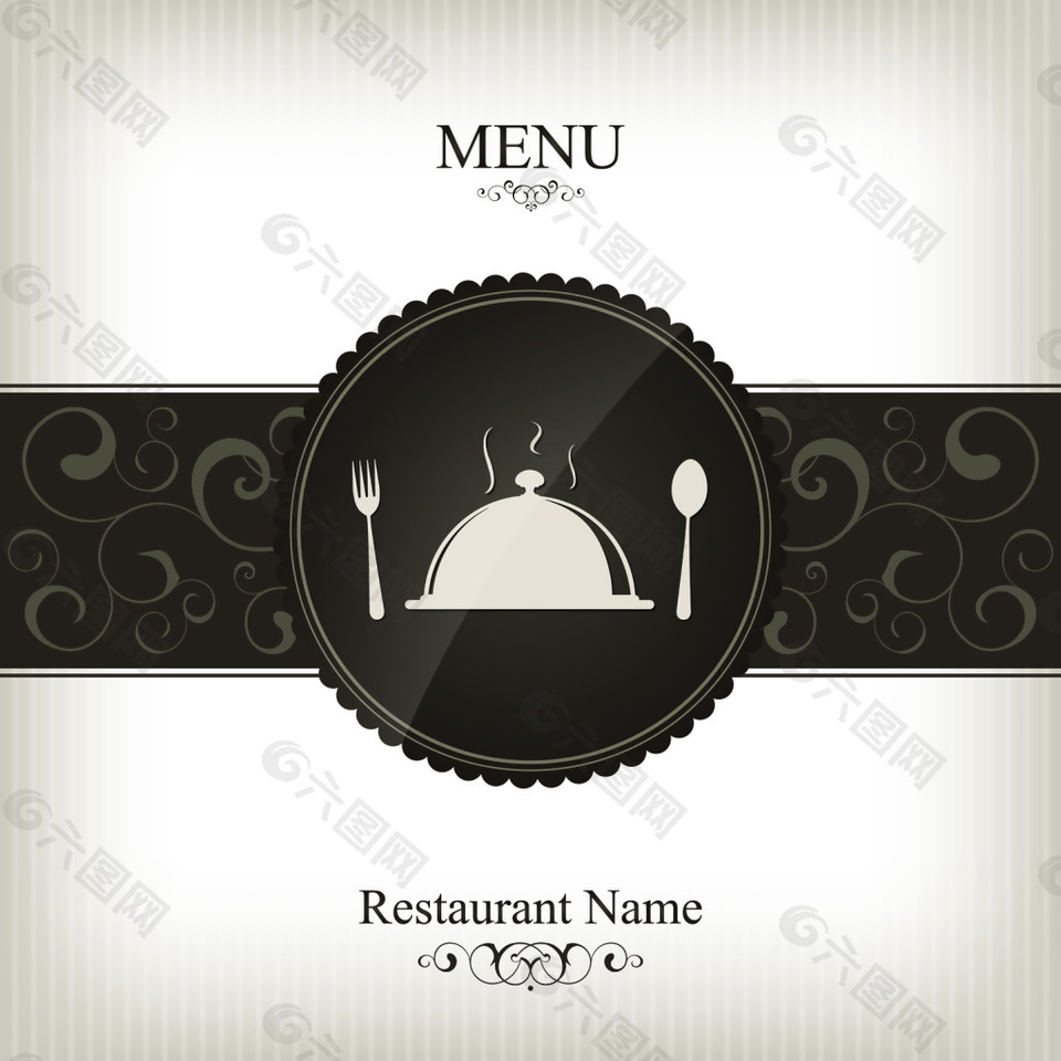 黑色西餐馆菜单设计矢量素材