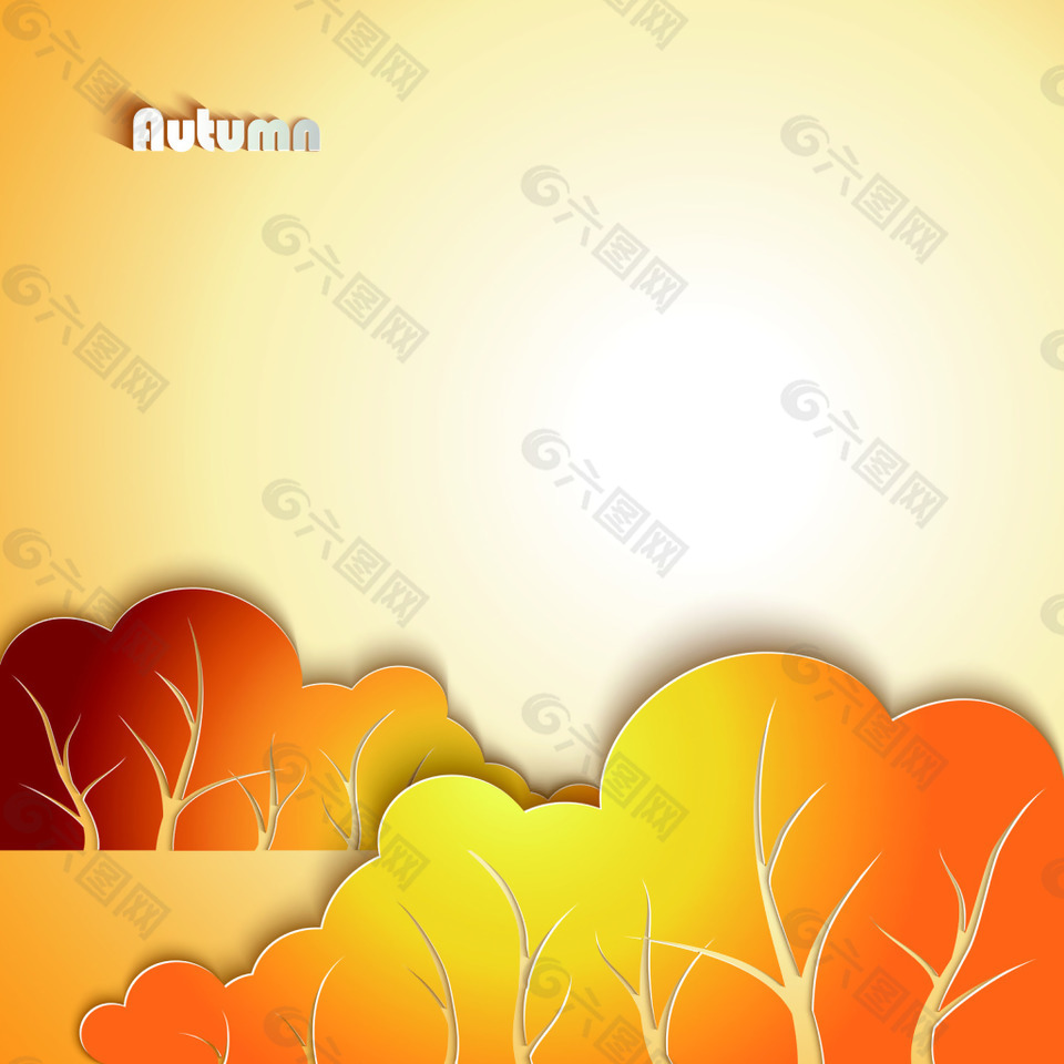橘红色秋叶矢量素材背景素材免费下载 图片编号 六图网