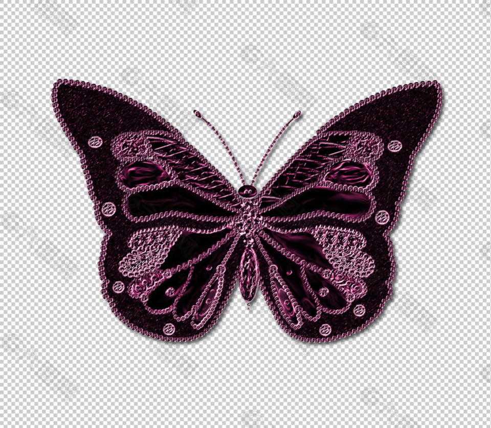 紫色漂亮蝴蝶免抠png透明图层素材