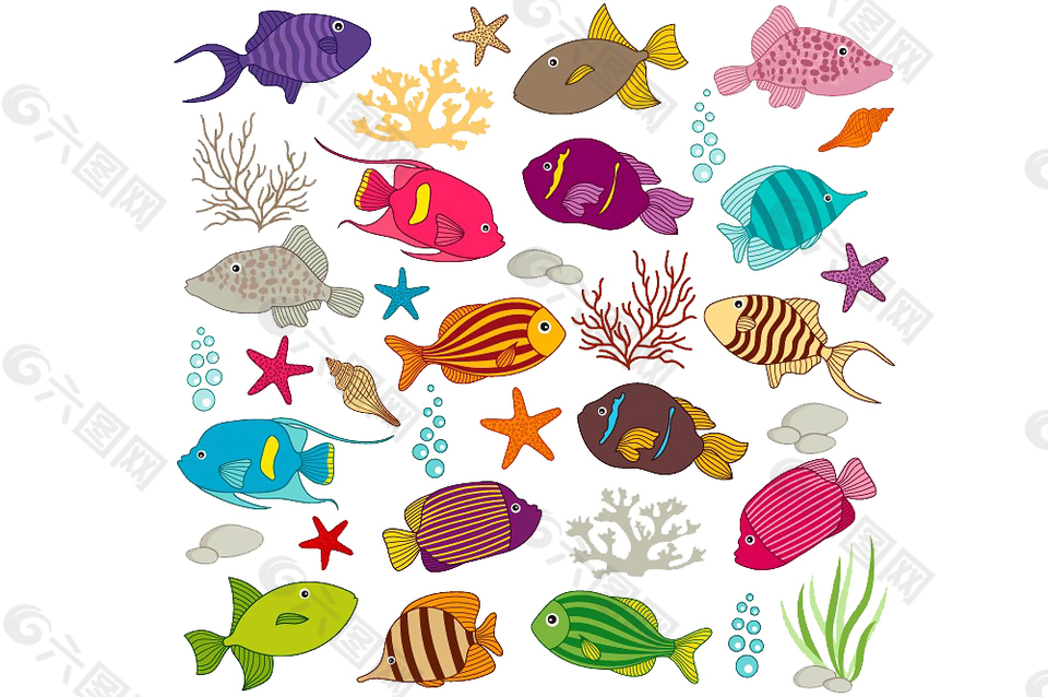 海洋生物卡通鱼插画
