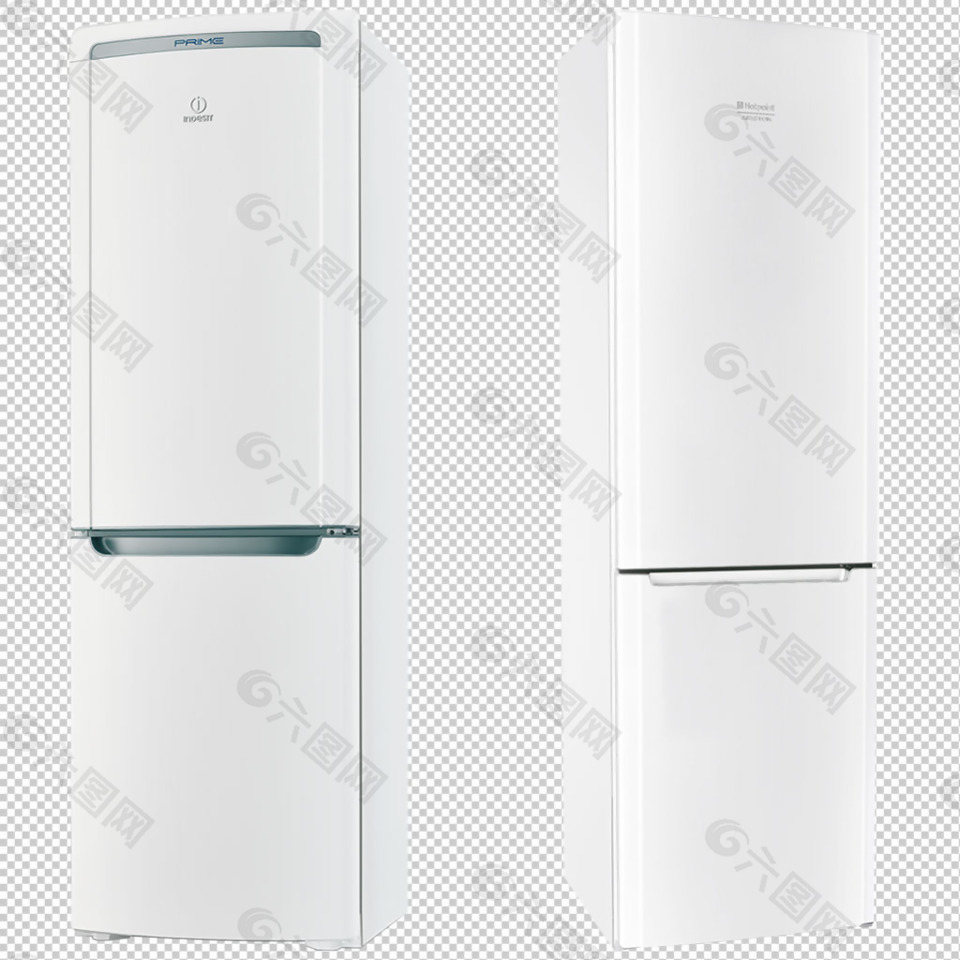 两个白色的冰箱免抠png透明图层素材