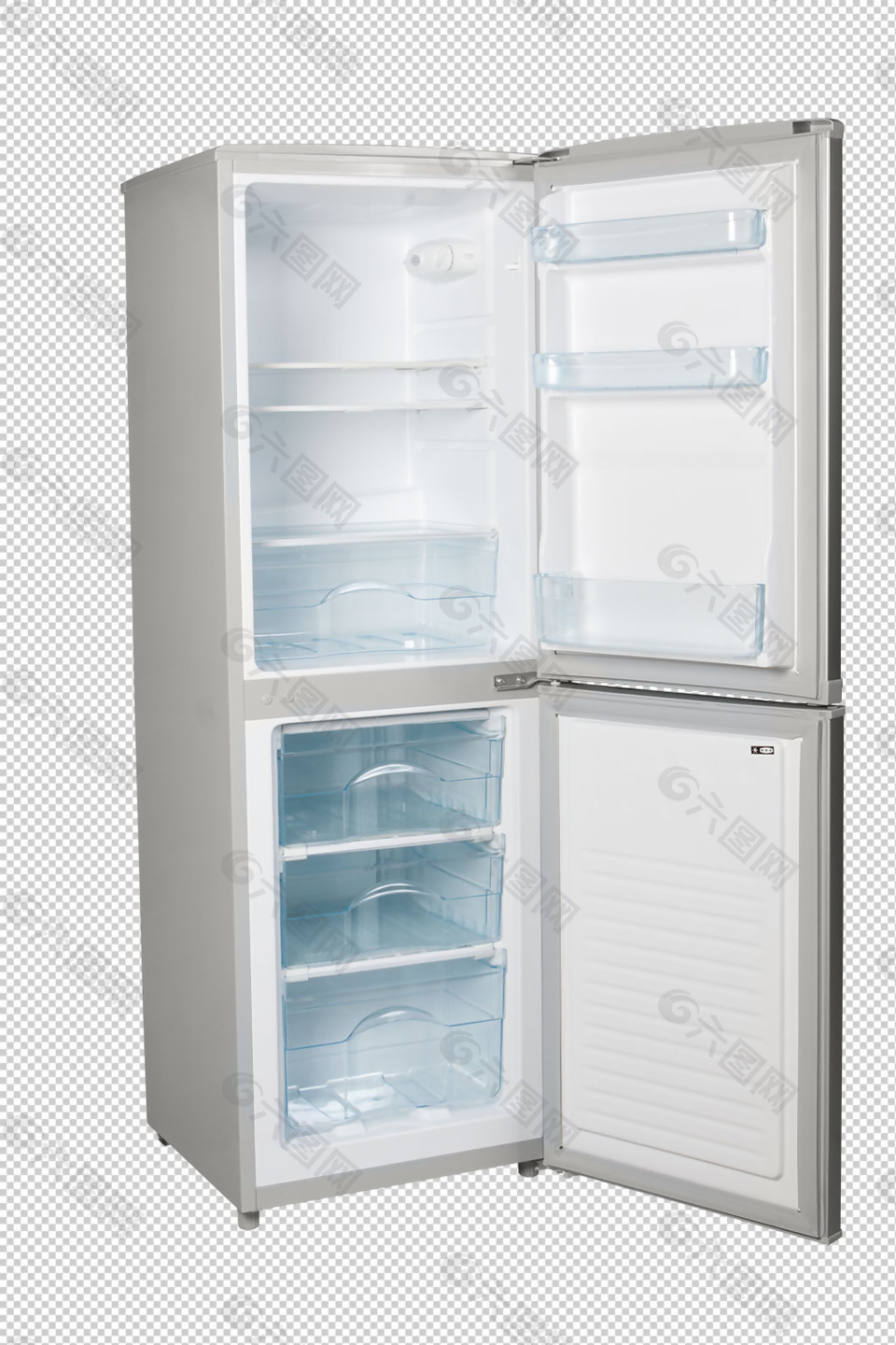 打开的小冰箱免抠png透明图层素材
