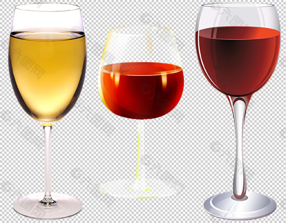 三杯葡萄酒免抠png透明图层素材