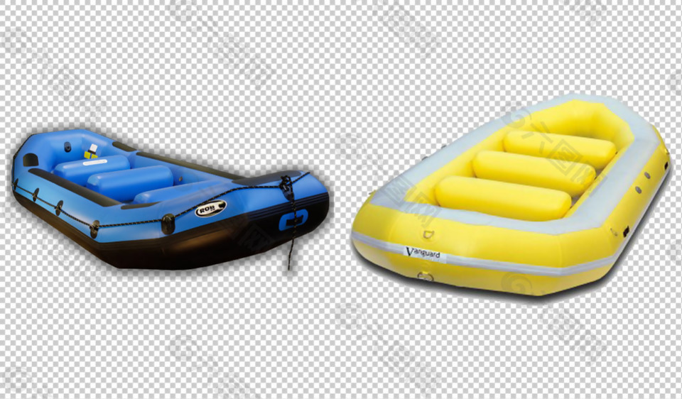 彩色皮艇船免抠png透明图层素材