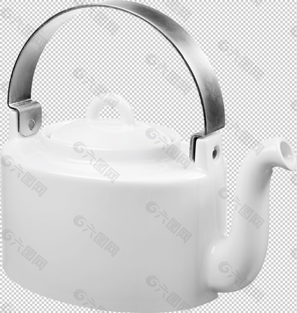 白色陶瓷茶水壶免抠png透明图层素材