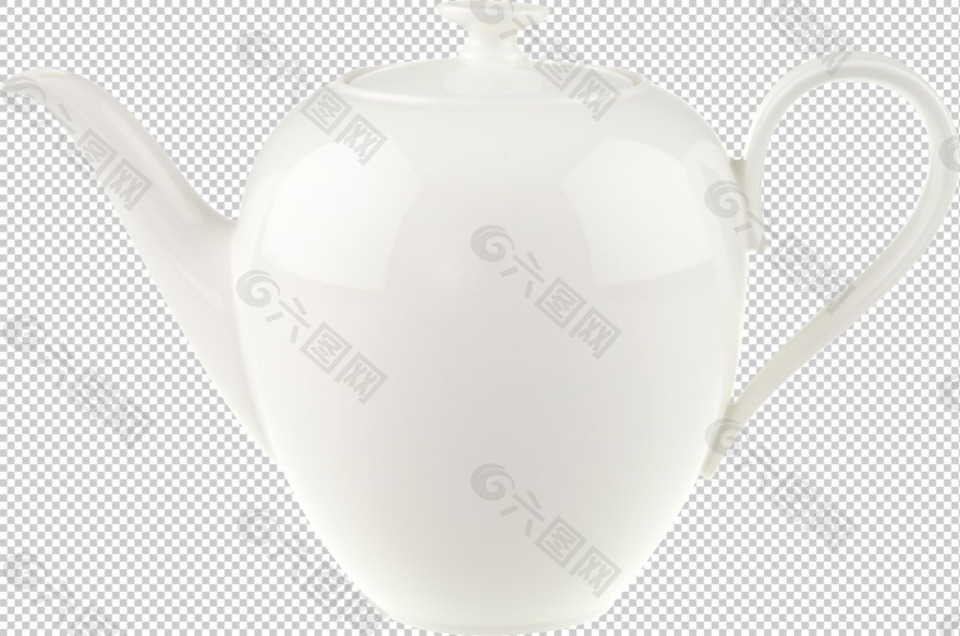 白瓷茶水壶免抠png透明图层素材
