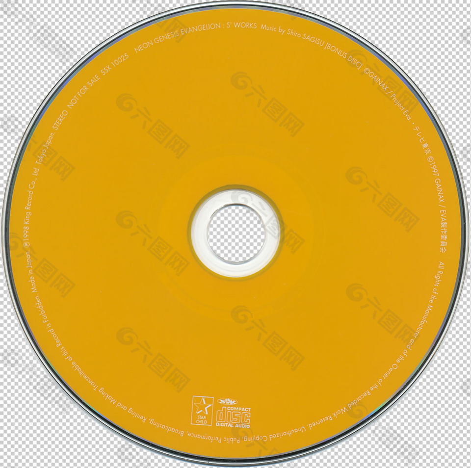 圆形黄色光盘免抠png透明图层素材