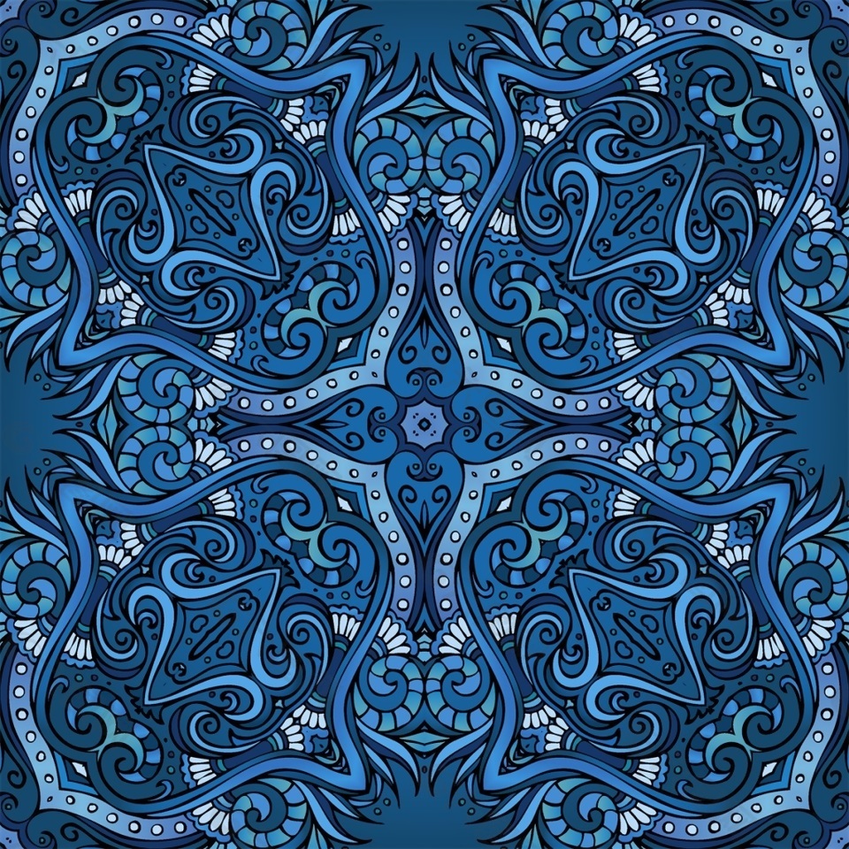 蓝色典雅欧式花纹背景矢量素材