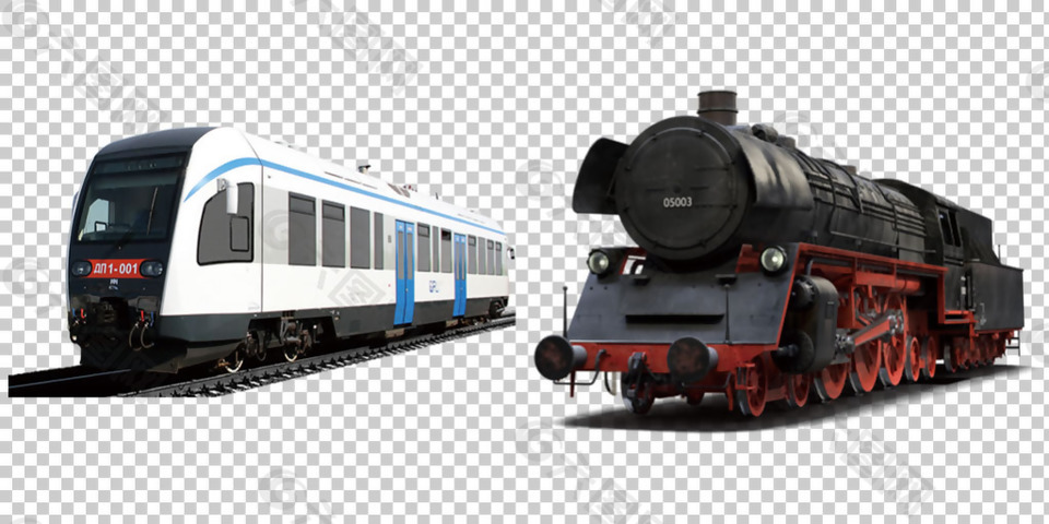 两个时代的火车免抠png透明图层素材